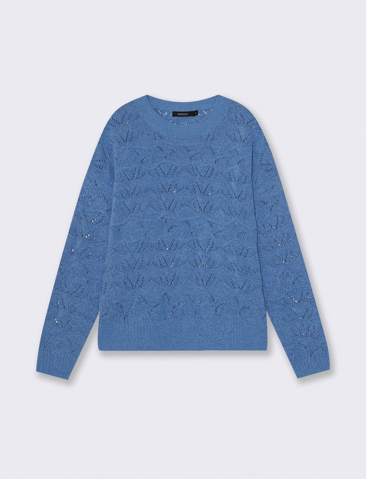 Pullover girocollo in ciniglia opaca - Celeste