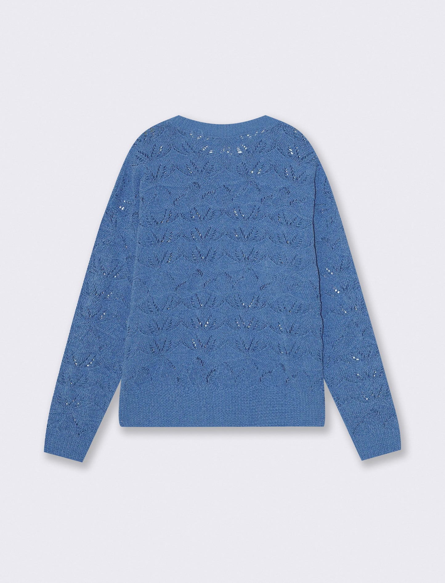Pullover girocollo in ciniglia opaca - Celeste