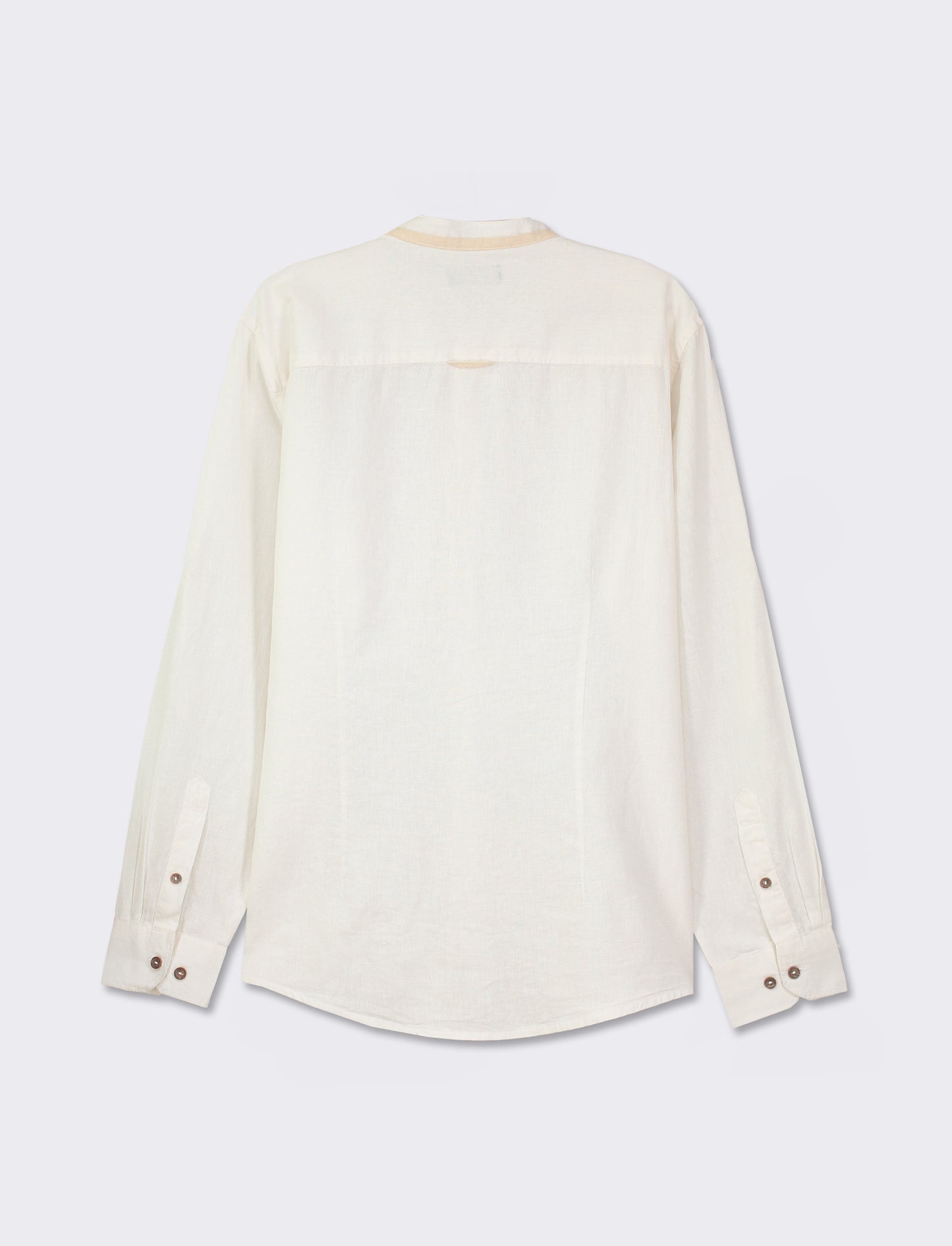 Regular Fit Korean Collar Shirt in Contrast Color - White