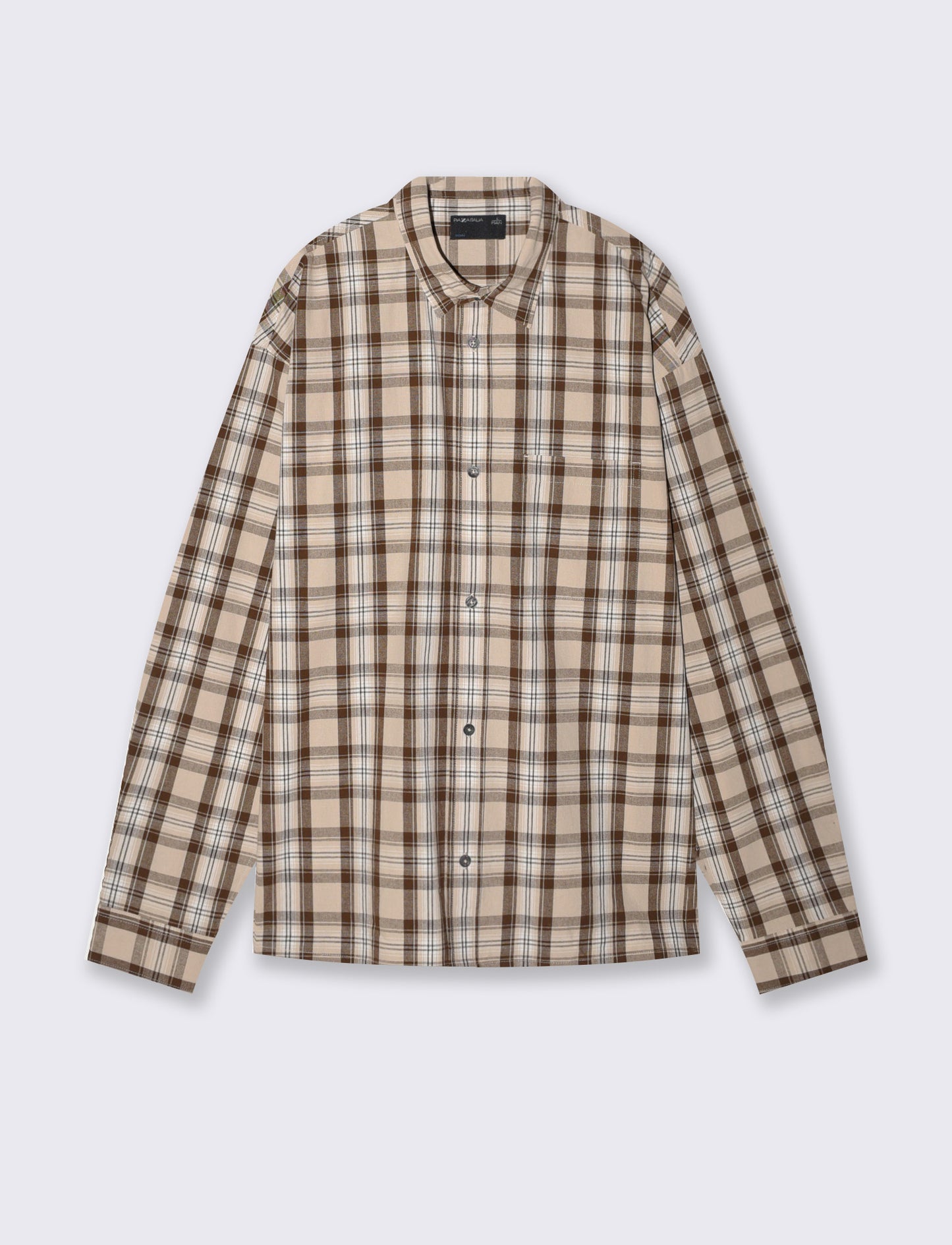 Camicia a Quadri Relaxed Fit in Cotone - Beige ecru