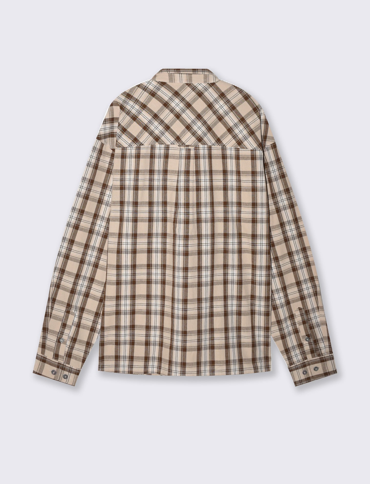 Camicia a Quadri Relaxed Fit in Cotone - Beige ecru