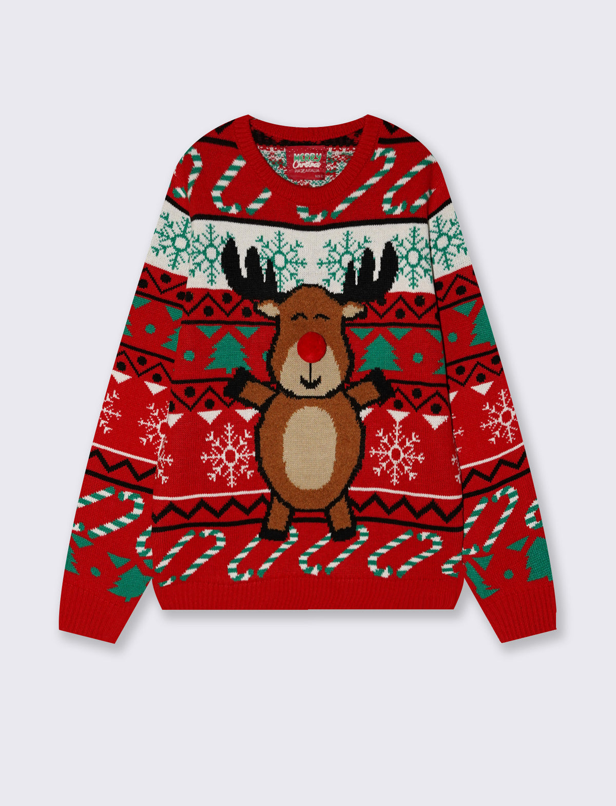 Multicolor 3D Jacquard Christmas Sweater - Red
