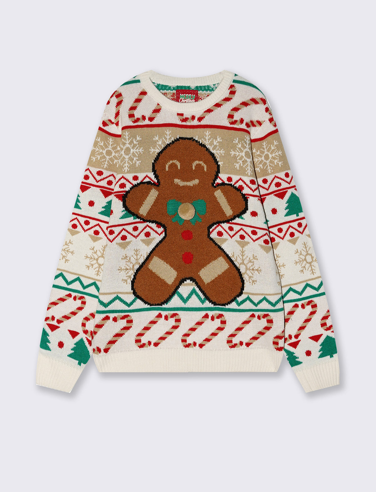 Multicolor 3D Jacquard Christmas Sweater - White