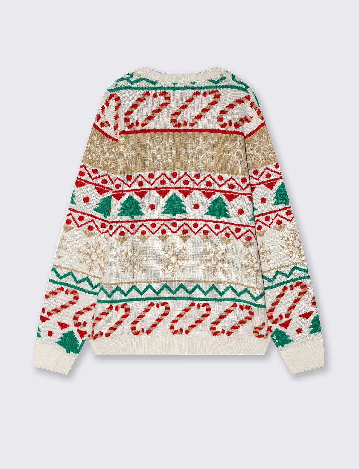 Multicolor 3D Jacquard Christmas Sweater - White