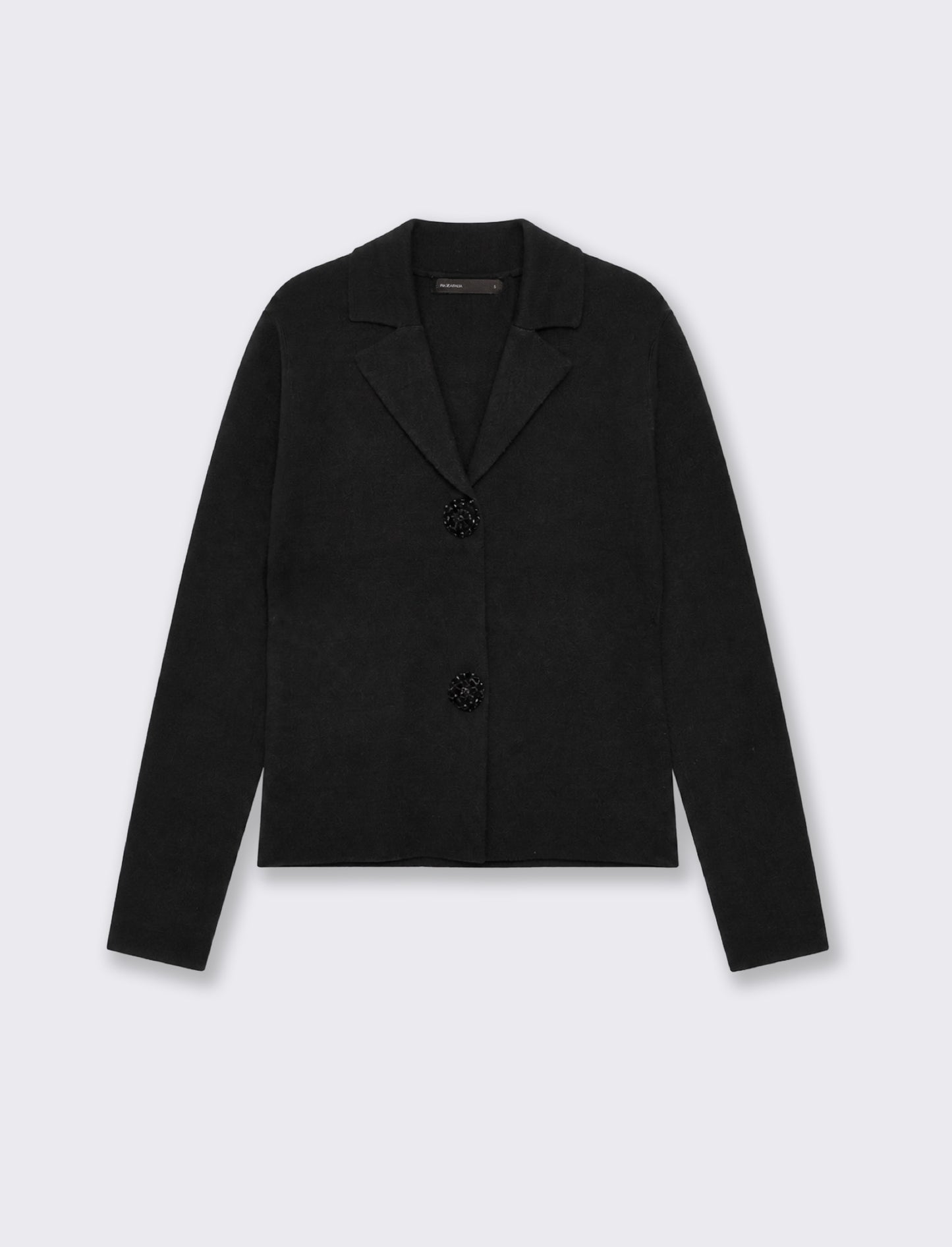 Knitted Blazer with Front Buttons - Black