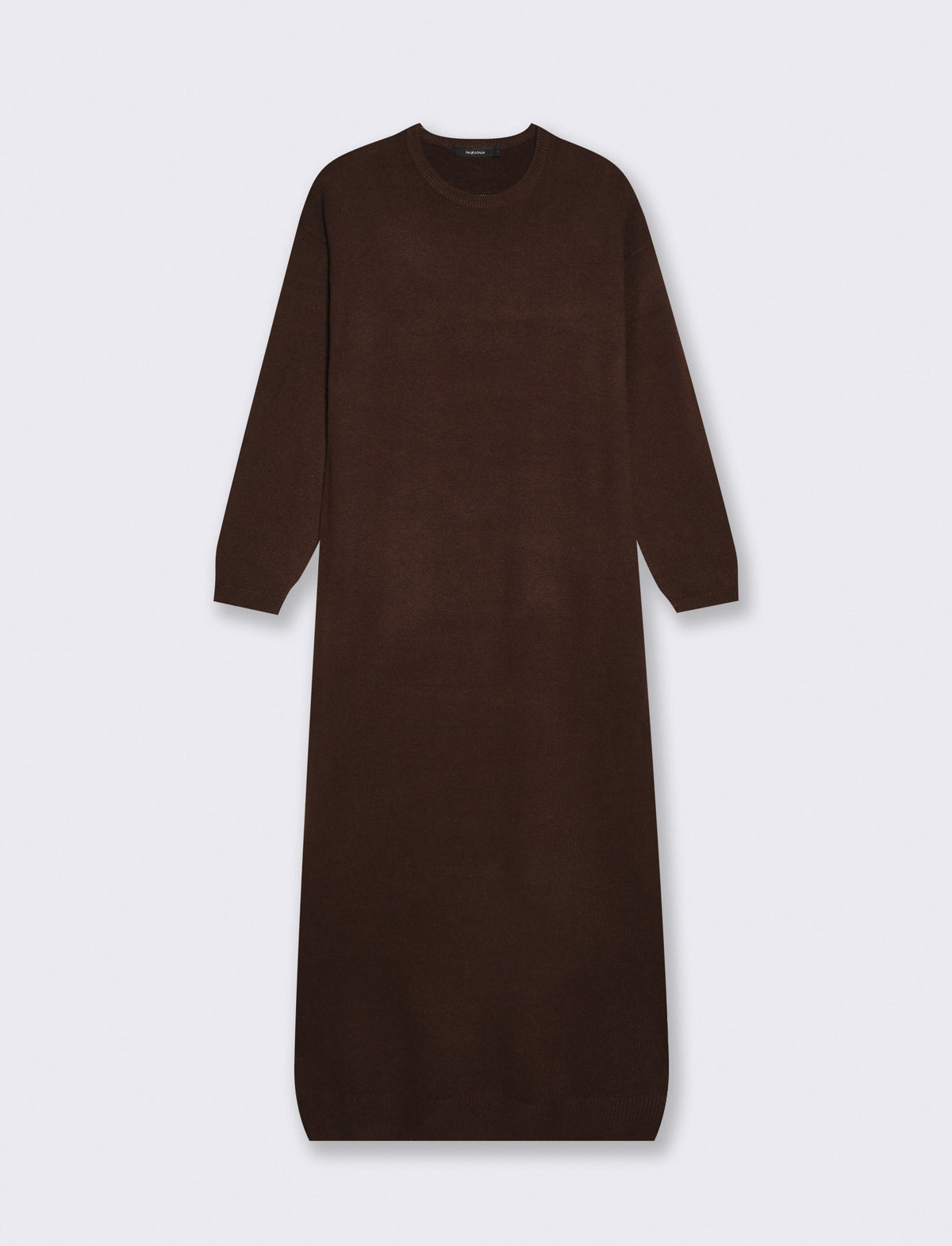 Long knit dress with 3/4 sleeves - Brown