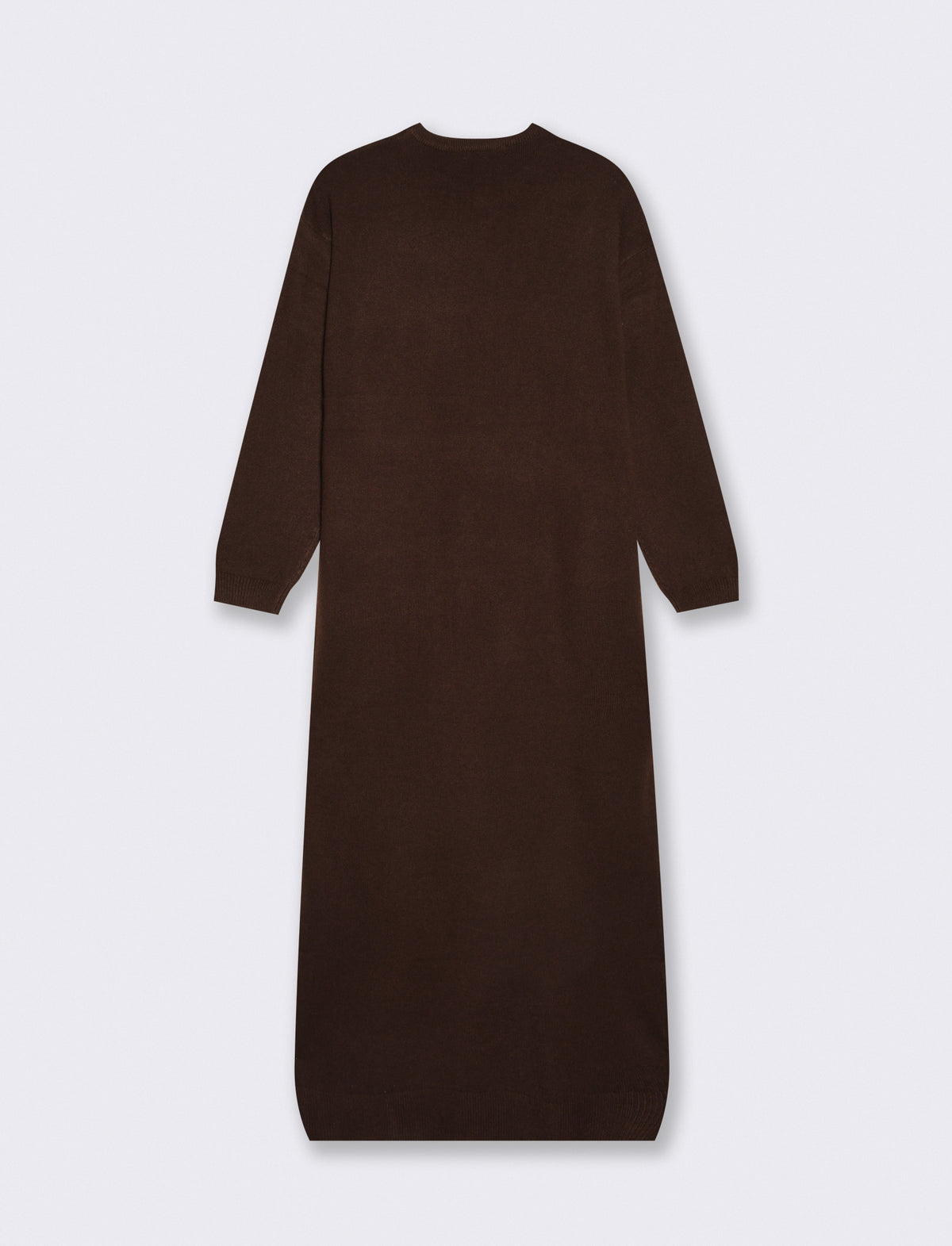 Long knit dress with 3/4 sleeves - Brown