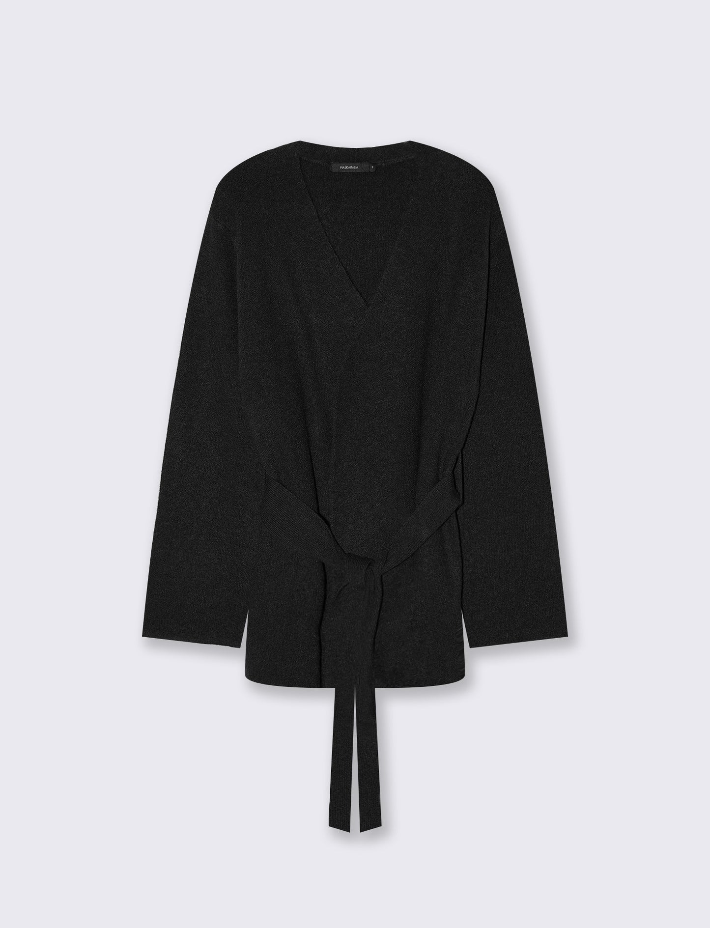 Cardigan a portafoglio in maglia morbida - Nero