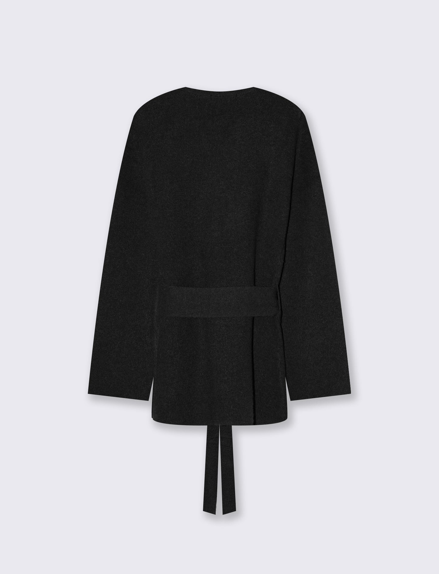 Cardigan a portafoglio in maglia morbida - Nero