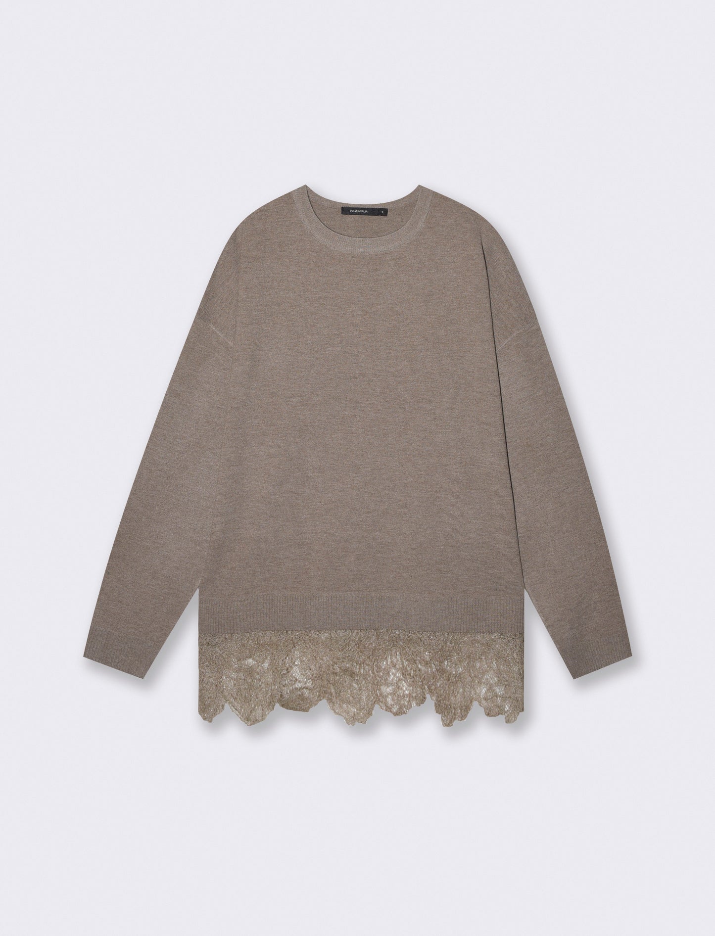 Maglia over paricollo manica lunga - Grigio tortora