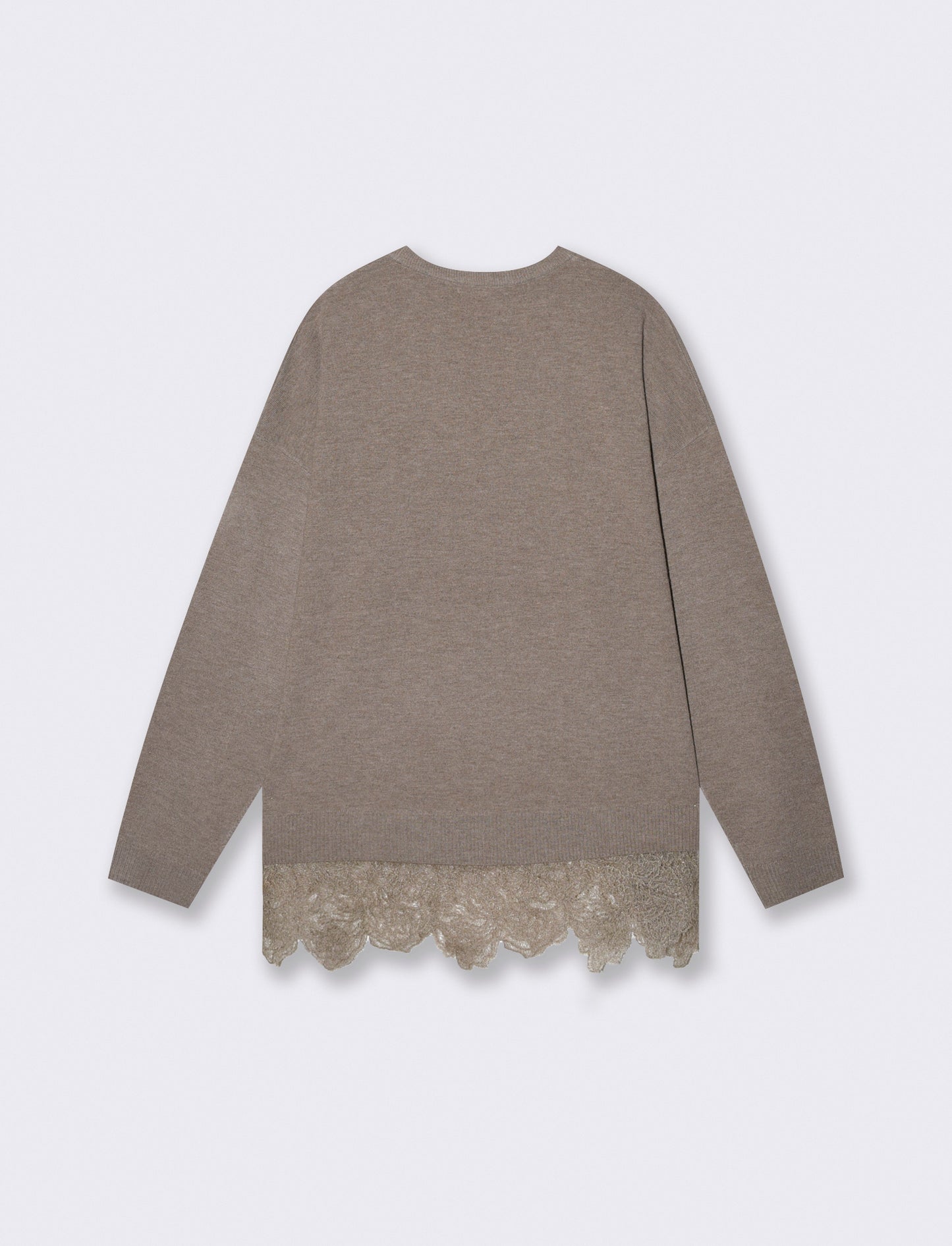 Maglia over paricollo manica lunga - Grigio tortora