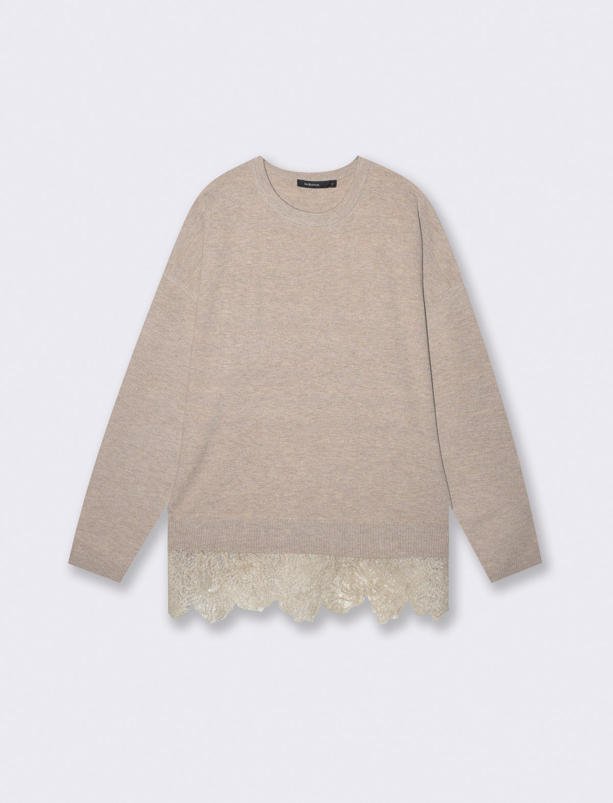 Maglia over paricollo manica lunga - Beige grano