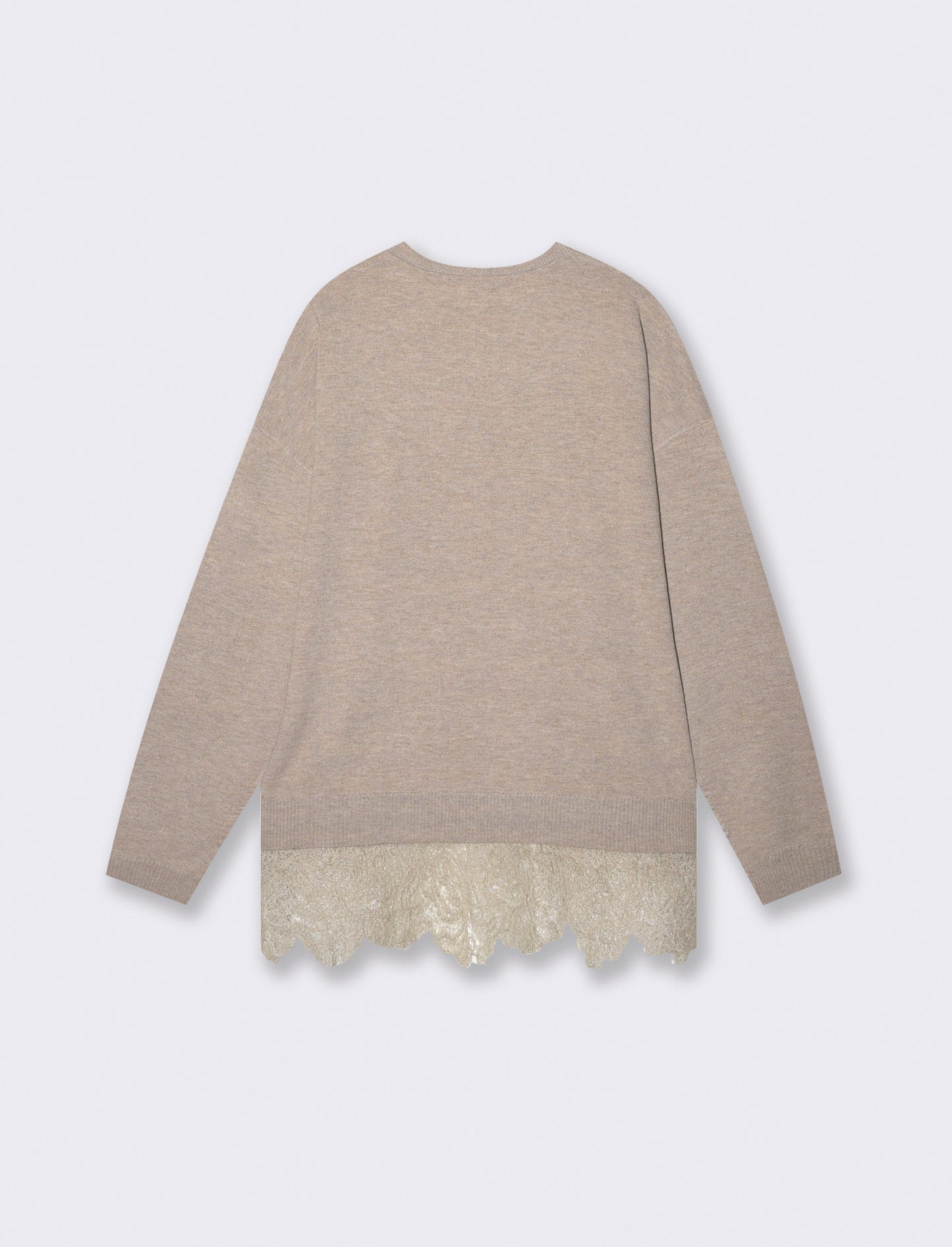 Maglia over paricollo manica lunga - Beige grano