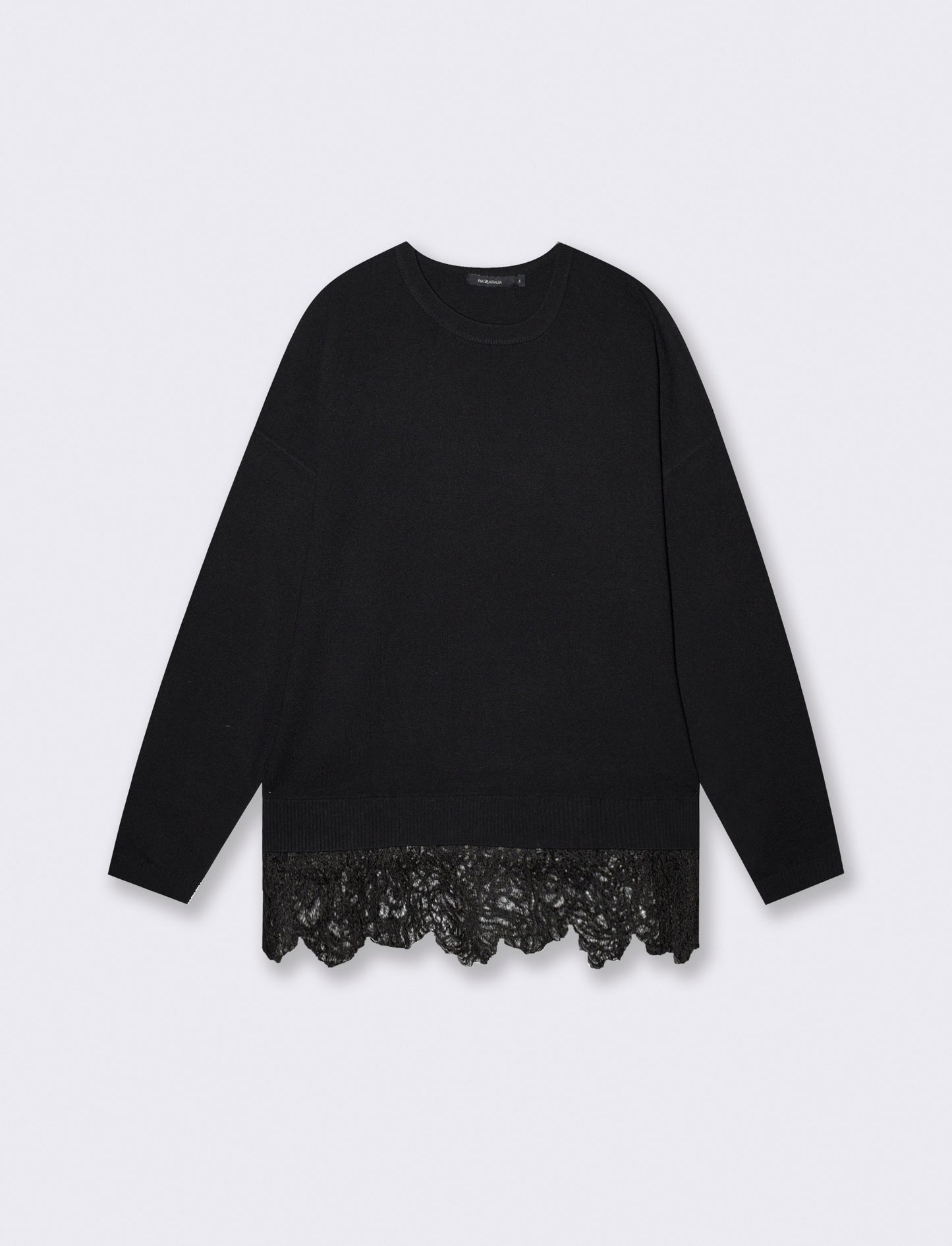 Maglia over paricollo manica lunga - Nero