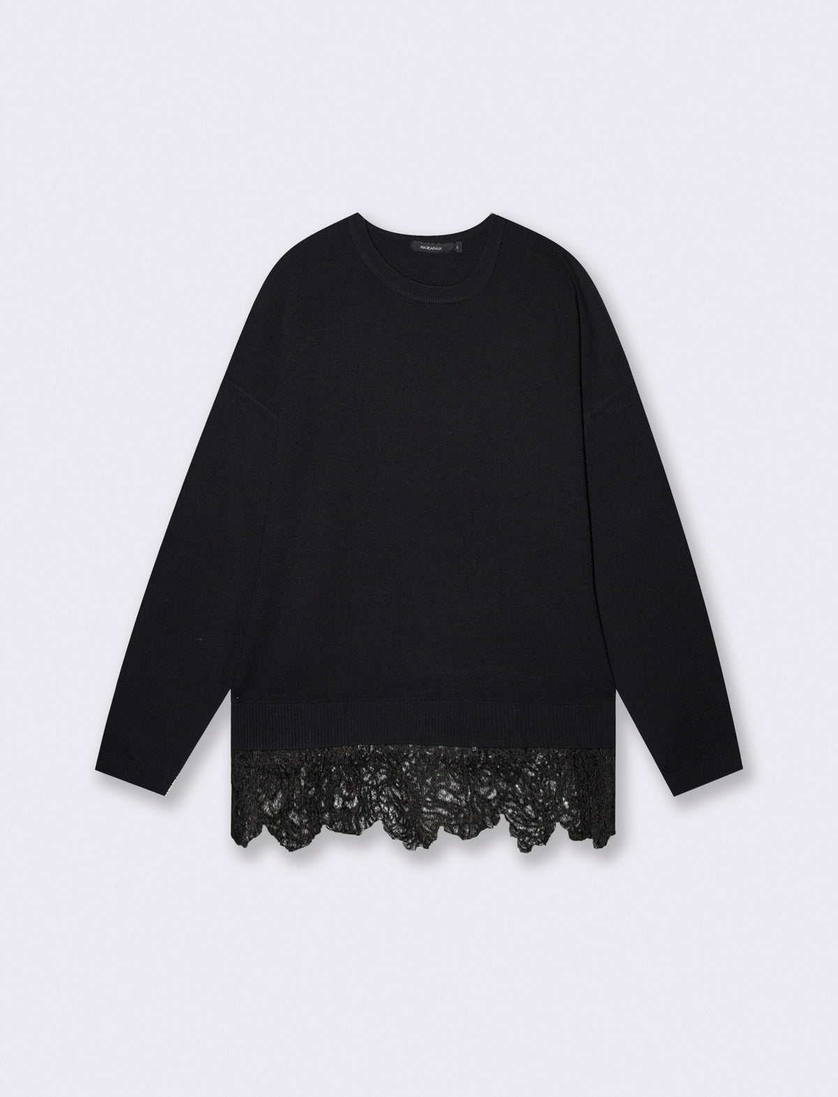 Maglia over paricollo manica lunga - Nero