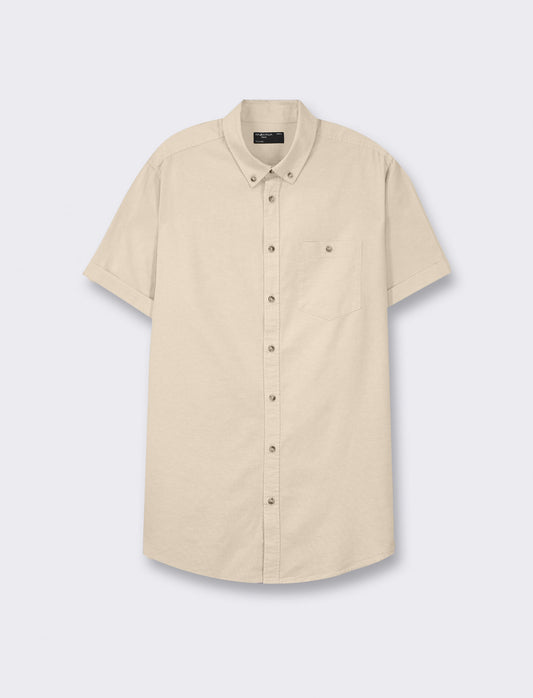 Camicia basic oxford regular fit - Beige