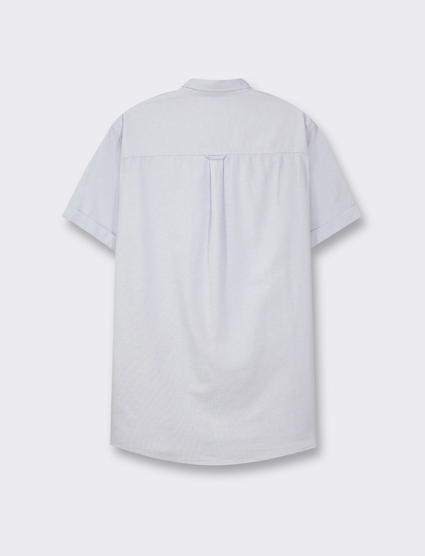 Short Sleeve Oxford Cotton Shirt with French Collar and Chest Pocket - Sky blue