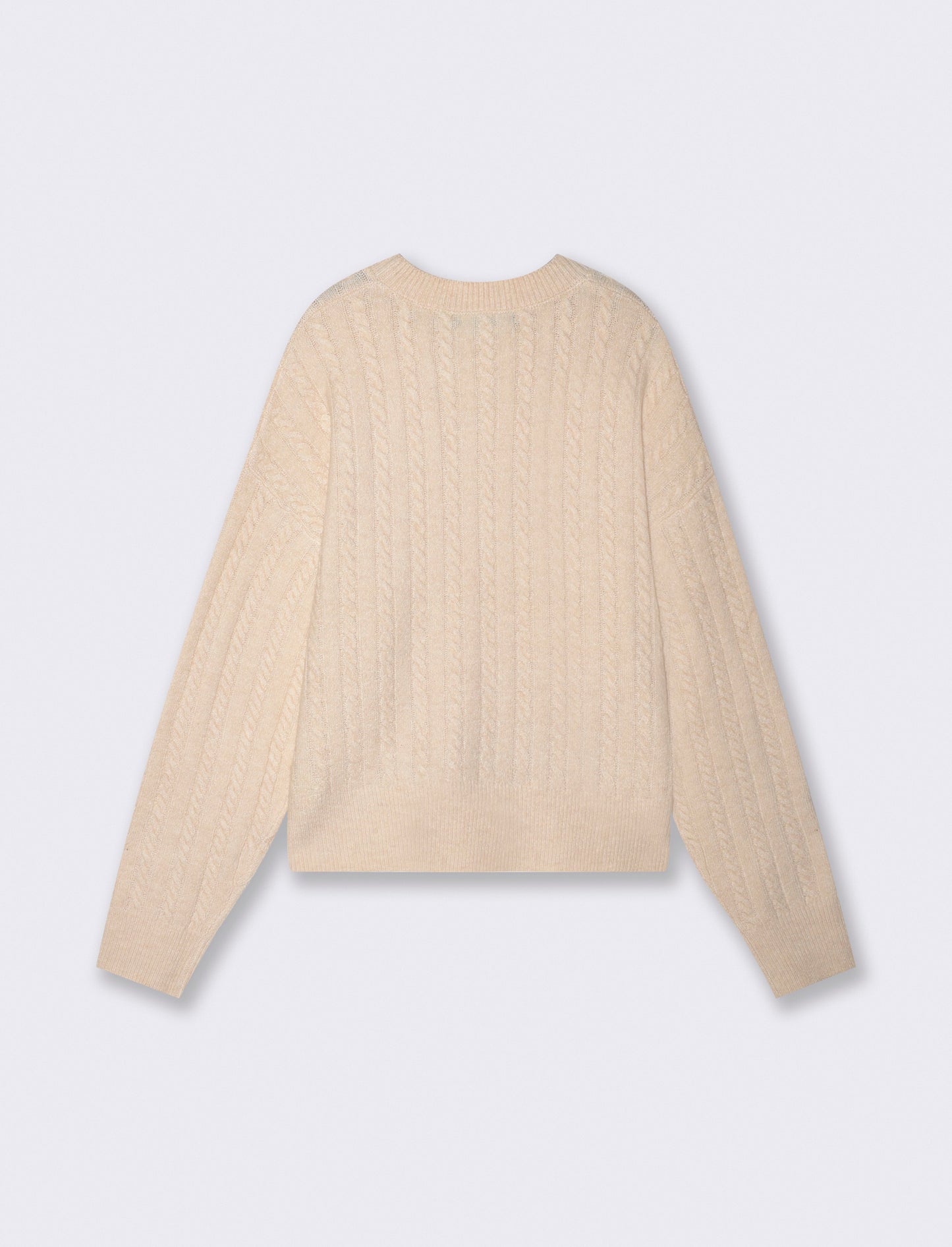 Maglia a trecce con collo paricollo - Avorio