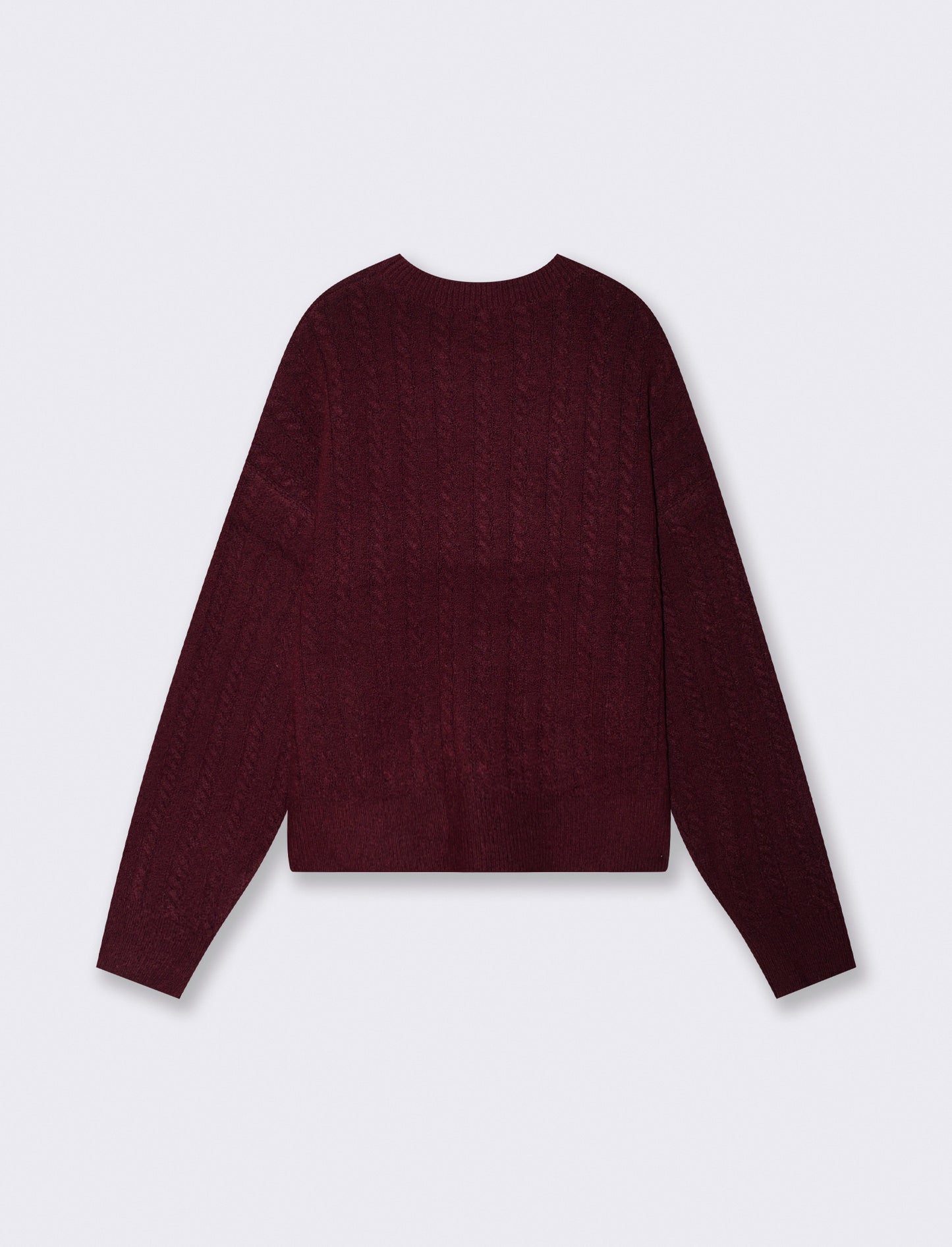 Maglia a trecce con collo paricollo - Rosso rubino