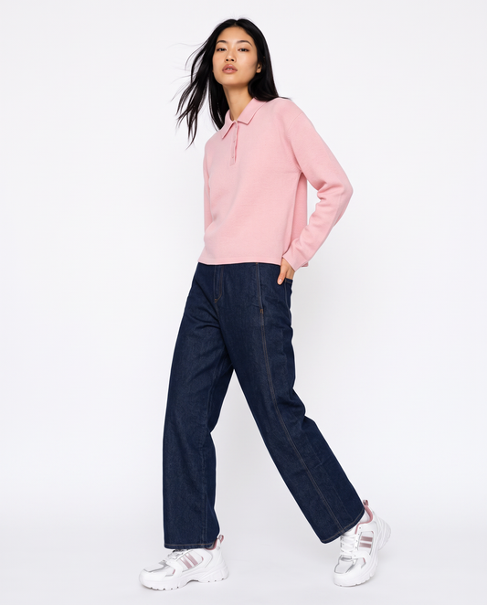 Maglia polo elegante e versatile - Rosa chiaro