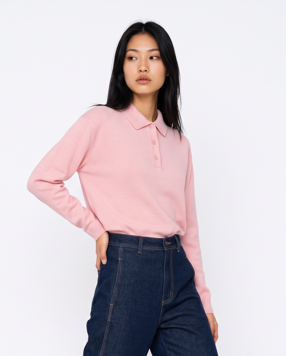 Maglia polo elegante e versatile - Rosa chiaro