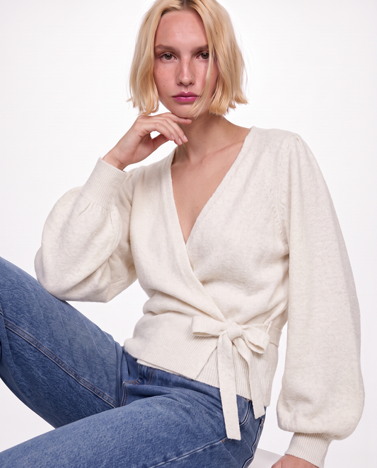 Crossed open cardigan ballerina - Beige