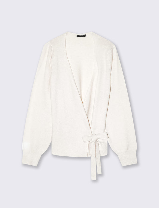 Cardigan aperto incrociato ballerina - Avorio