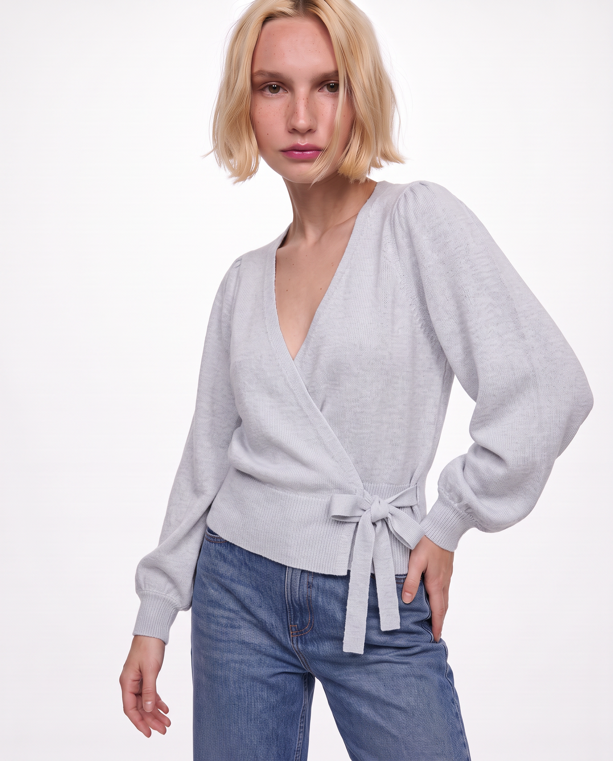 Crossed open cardigan ballerina - Sky blue