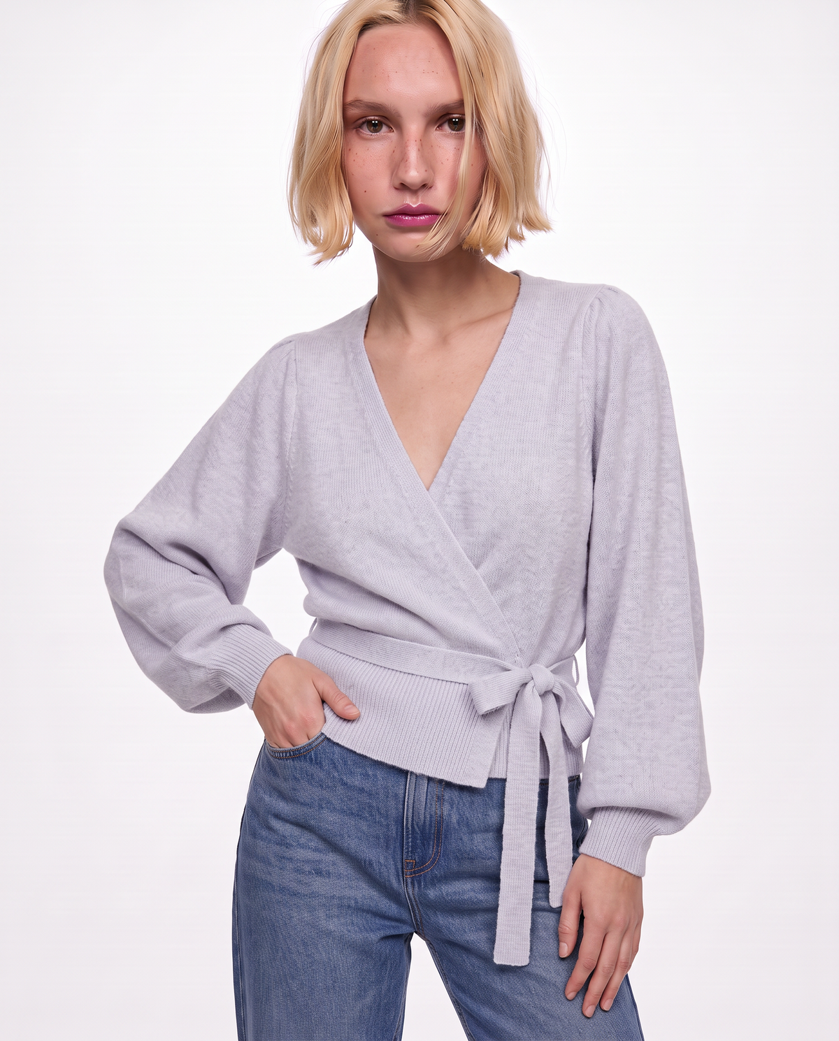 Crossed open cardigan ballerina - Sky blue