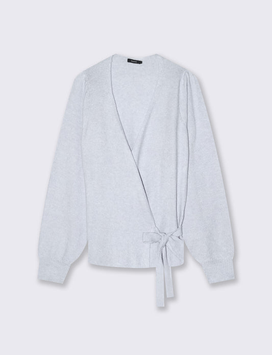 Cardigan aperto incrociato ballerina - Azzurro cielo