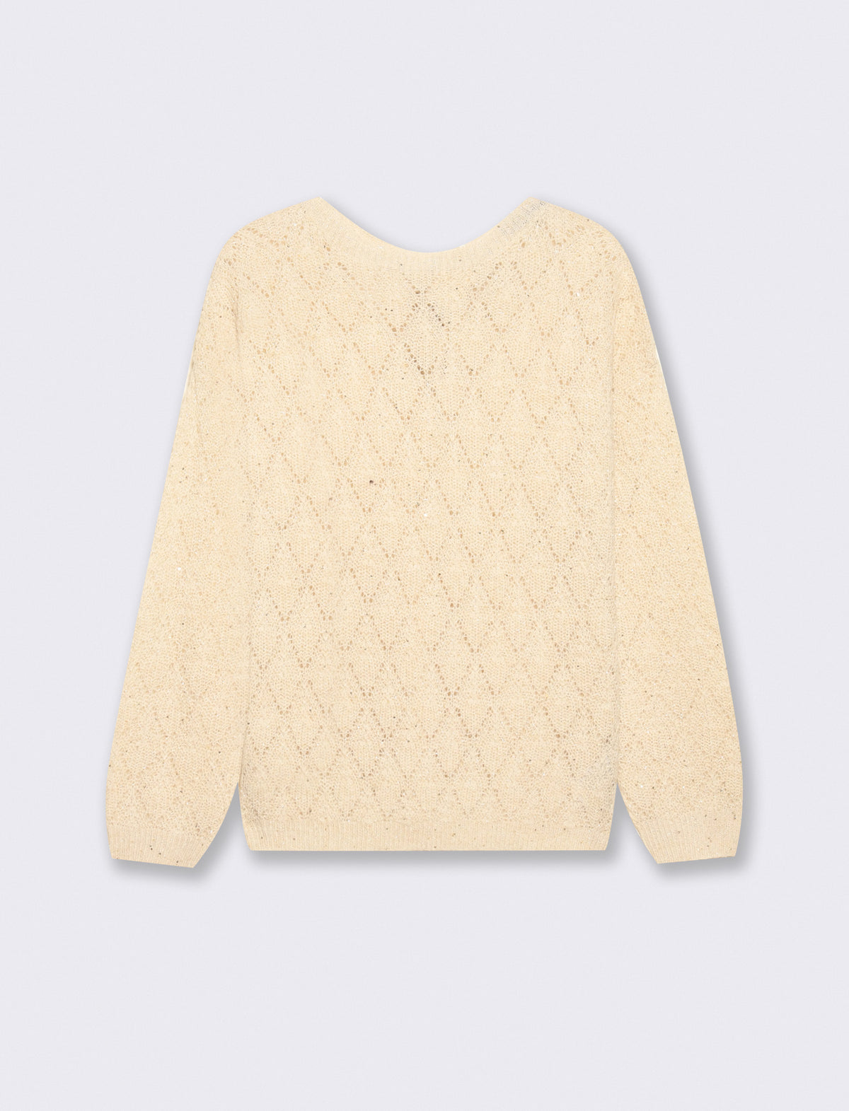 Maglia manica lunga con scollo e fiocco - Avorio