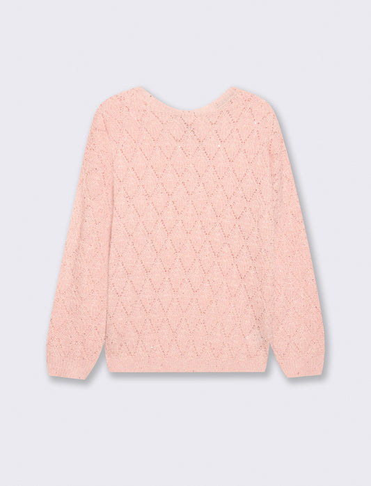 Maglia manica lunga con scollo e fiocco - Rosa candy