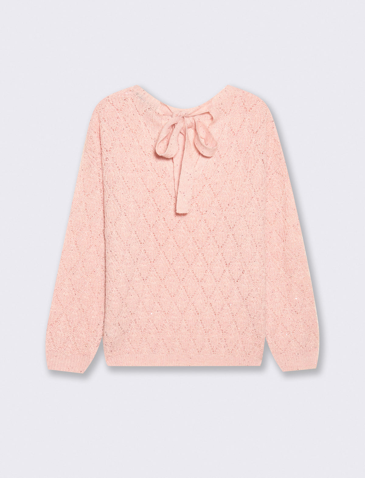 Maglia manica lunga con scollo e fiocco - Rosa candy
