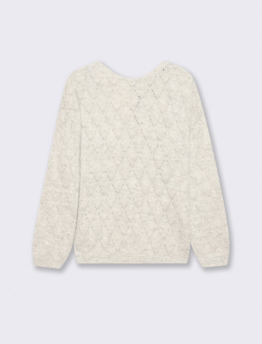 Maglia manica lunga con scollo e fiocco - Grigio chiaro mel.