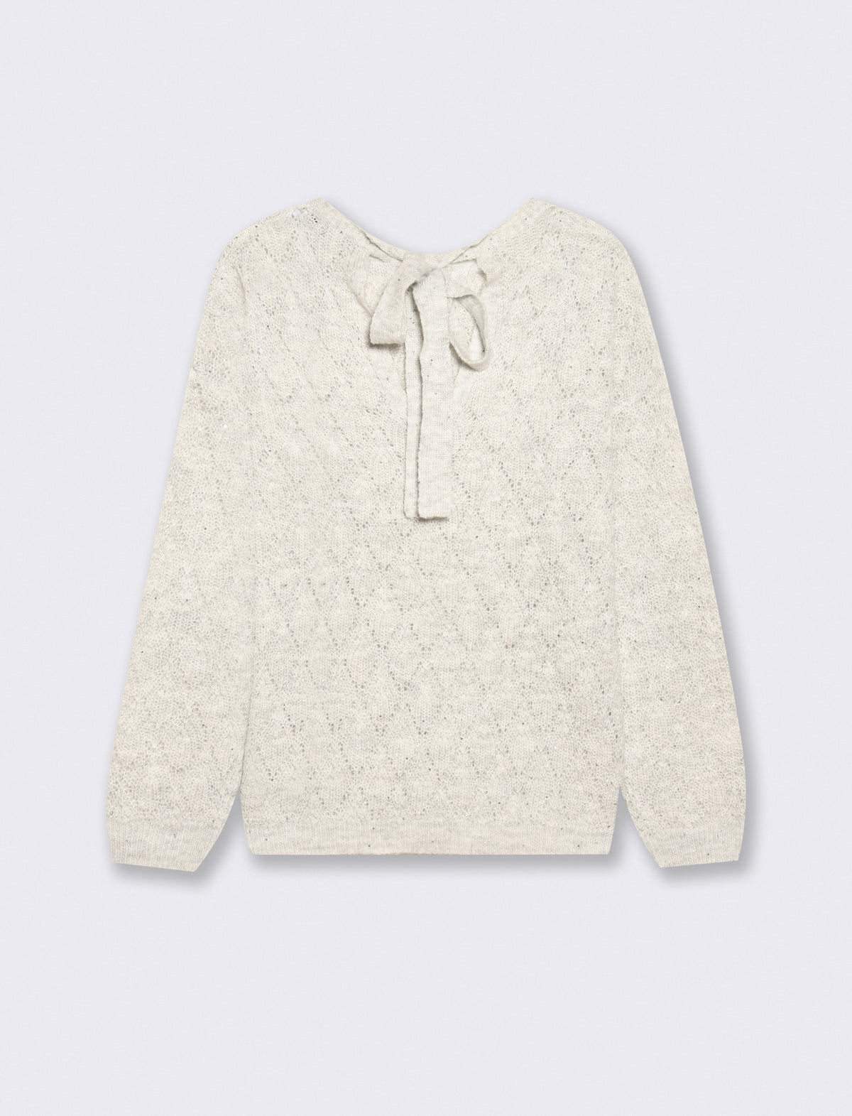 Maglia manica lunga con scollo e fiocco - Grigio chiaro mel.