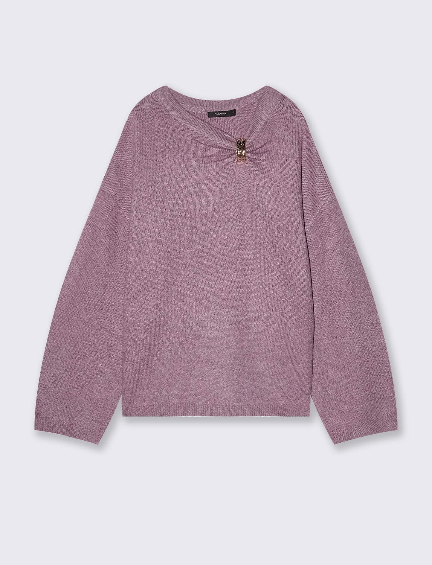 Sweater with neckline and jewel detail - Purple