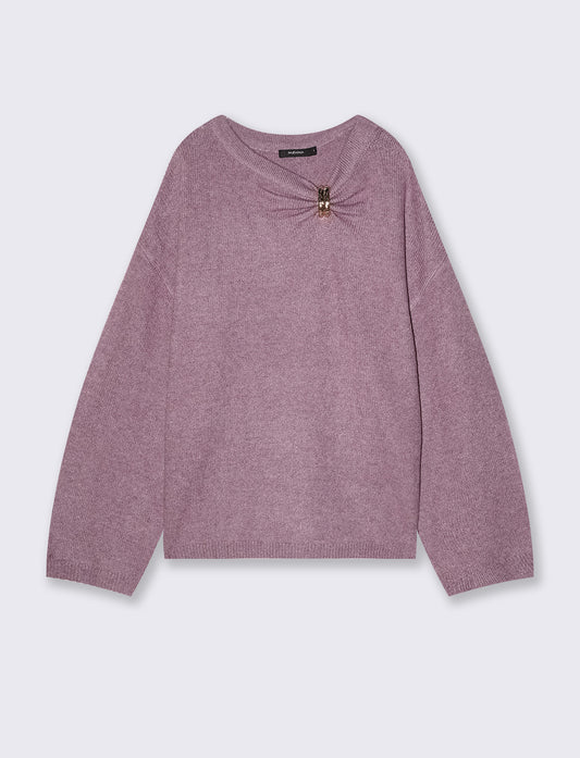 Sweater with neckline and jewel detail - Purple