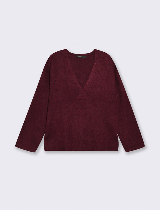 Elegant V-neck sweater - Red