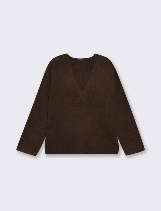 Elegant V-neck sweater - Brown