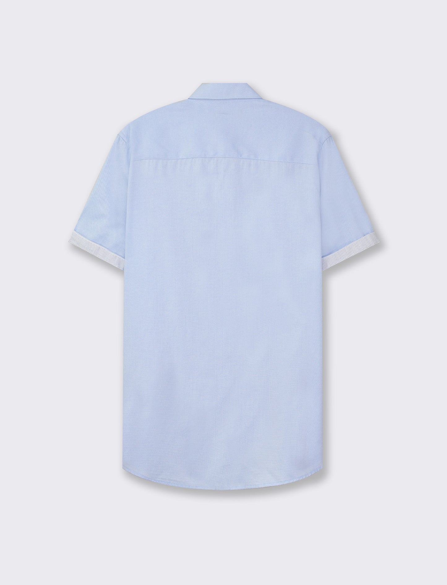 Short Sleeve Oxford Cotton Shirt with French Button-Down Collar - Sky blue