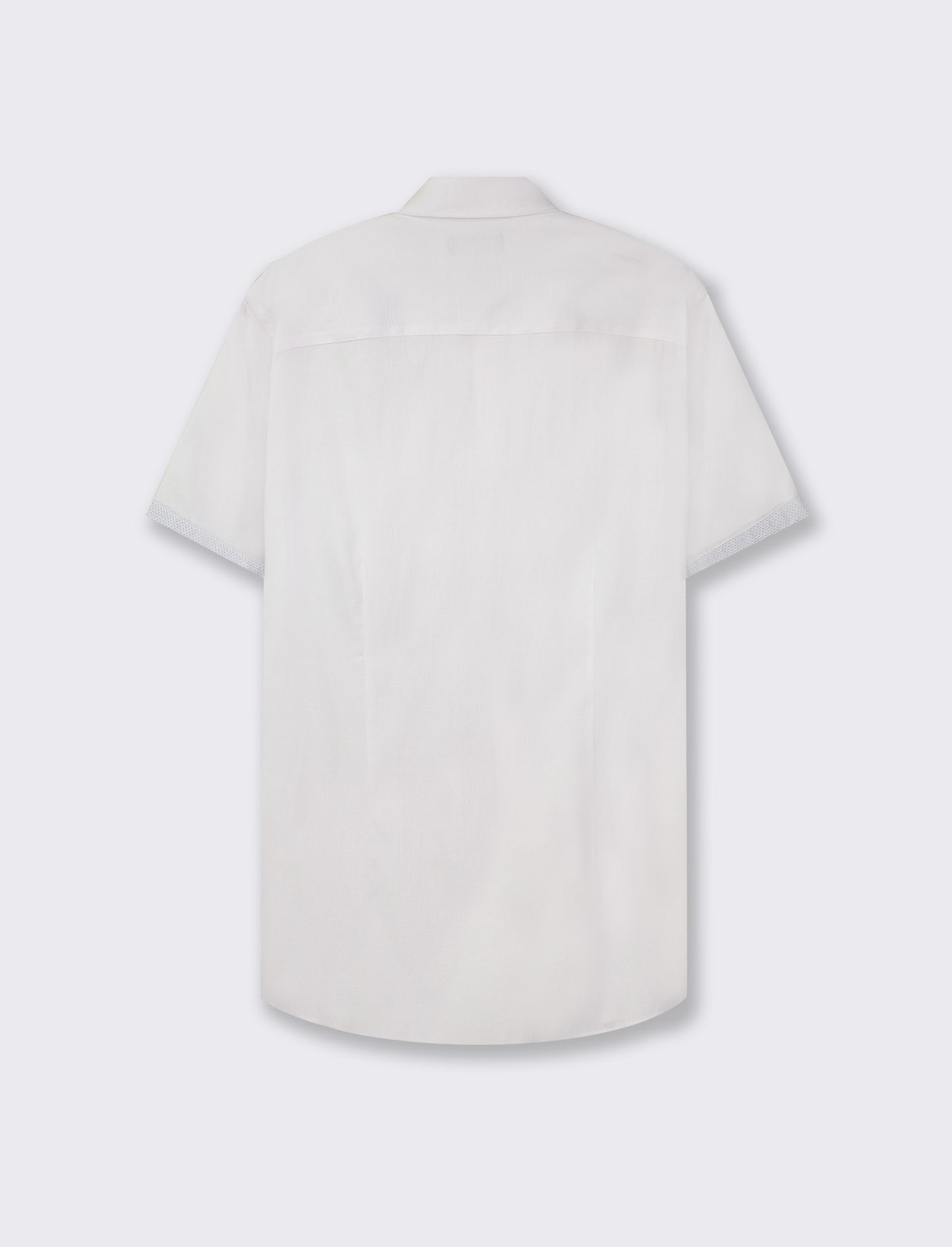 Short Sleeve Oxford Cotton Shirt with French Button-Down Collar - White