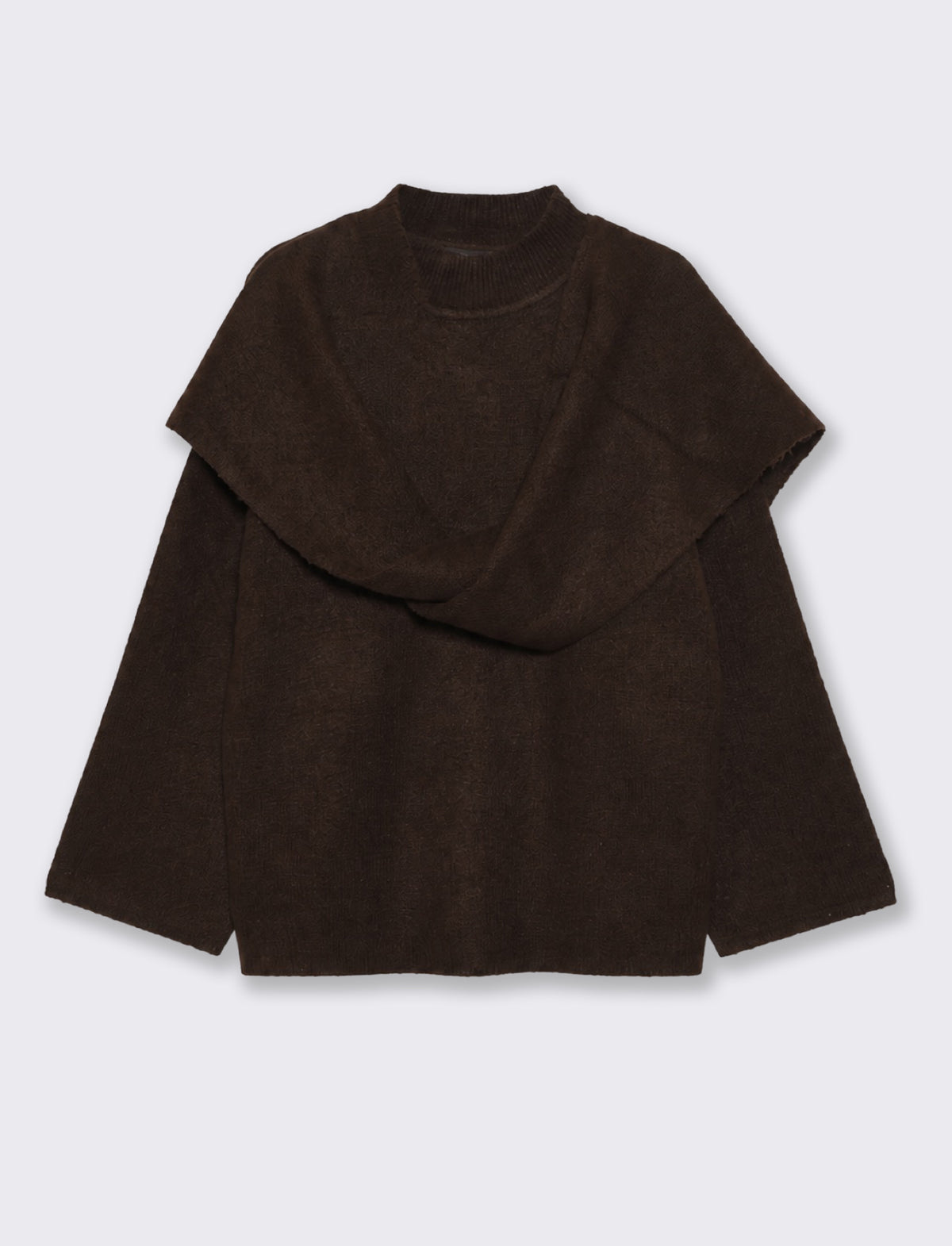 Pullover a collo alto con sciarpa abbinata - Moro