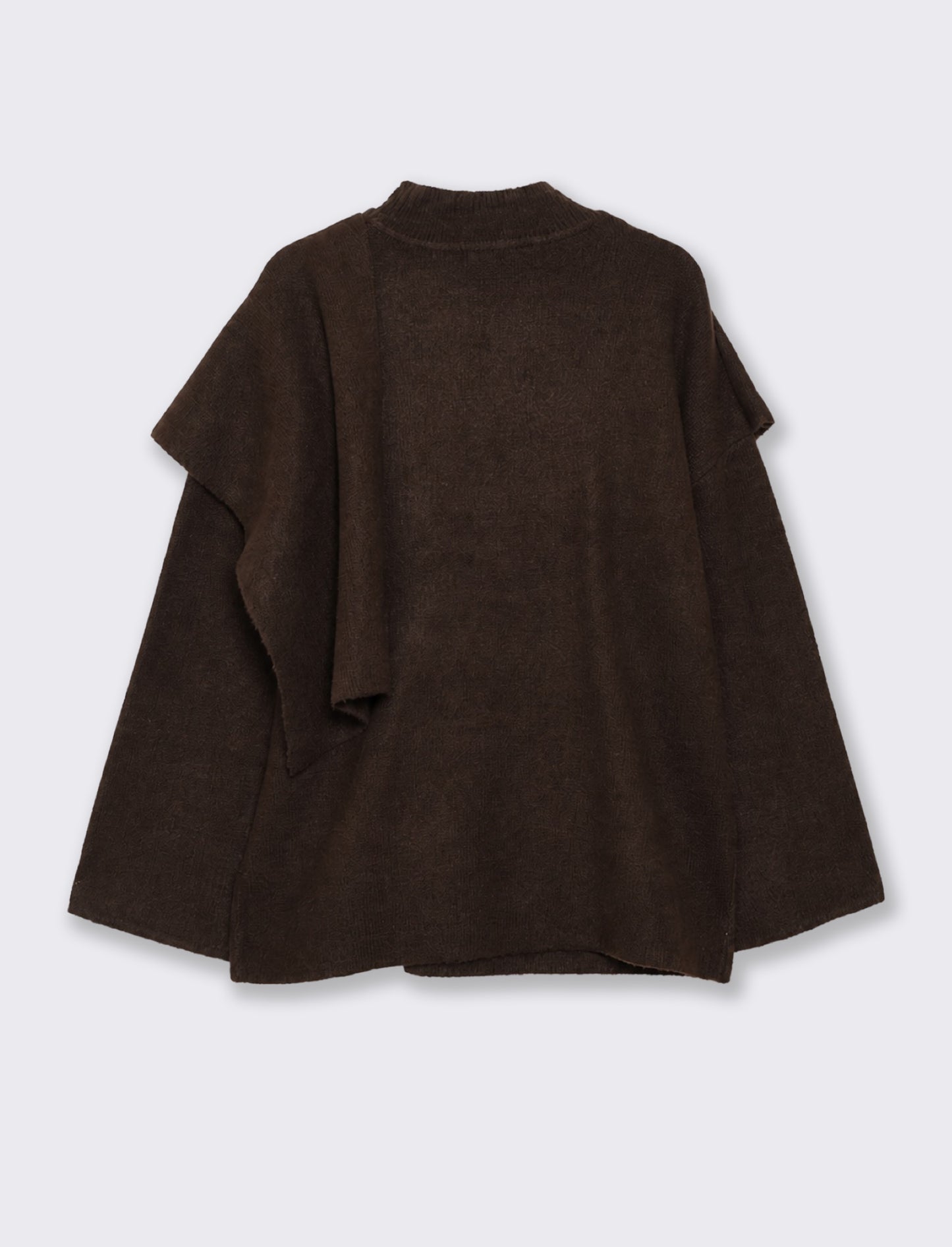 High-neck sweater with matching scarf - Brown