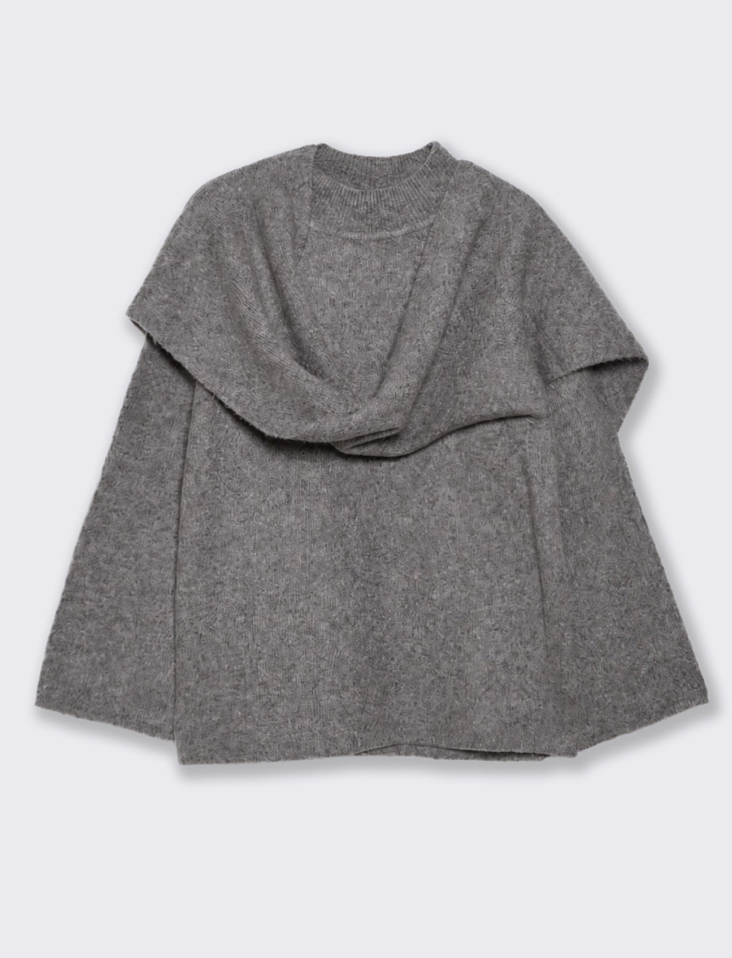 Pullover a collo alto con sciarpa abbinata - Grigio mel.