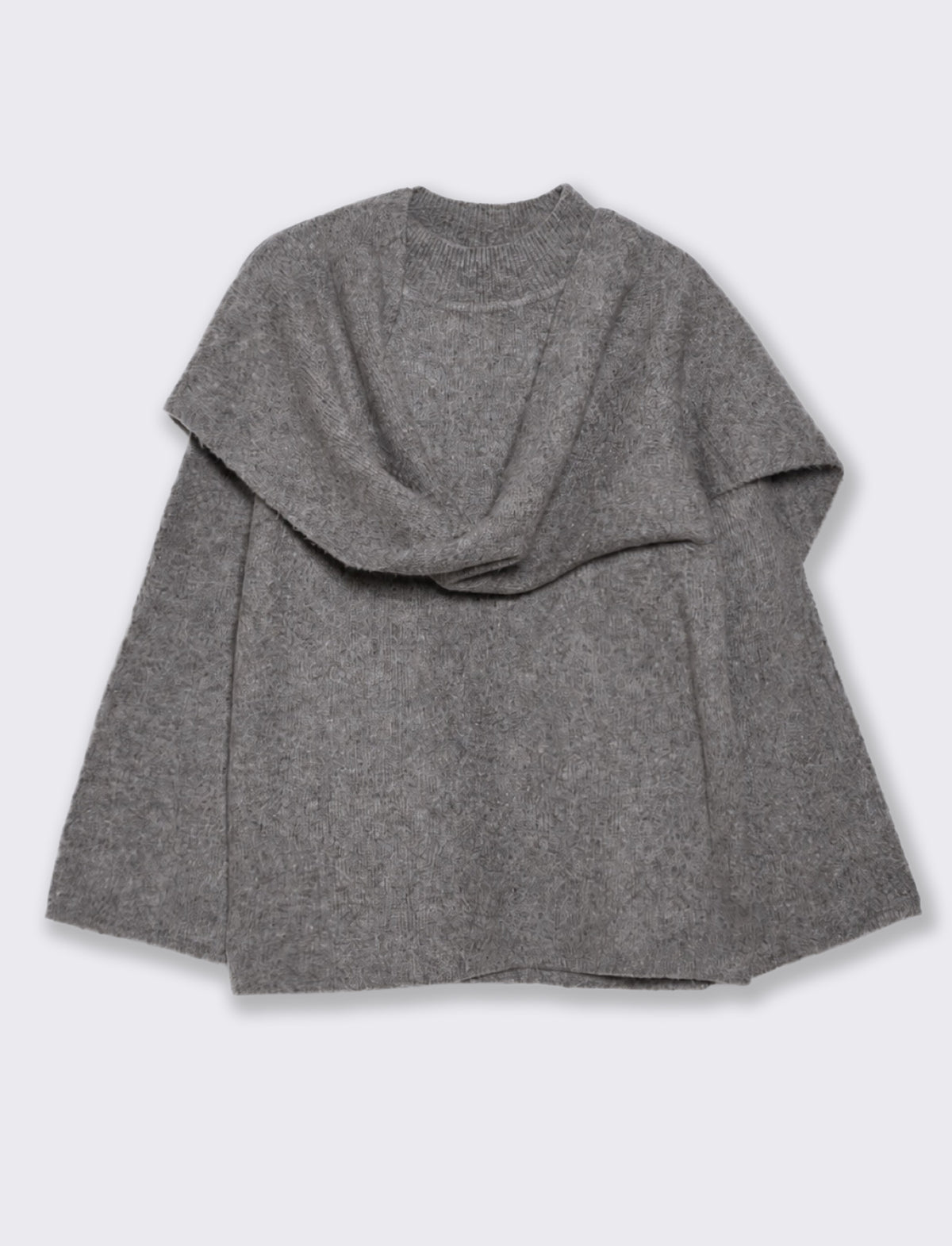 High-neck sweater with matching scarf - Grey