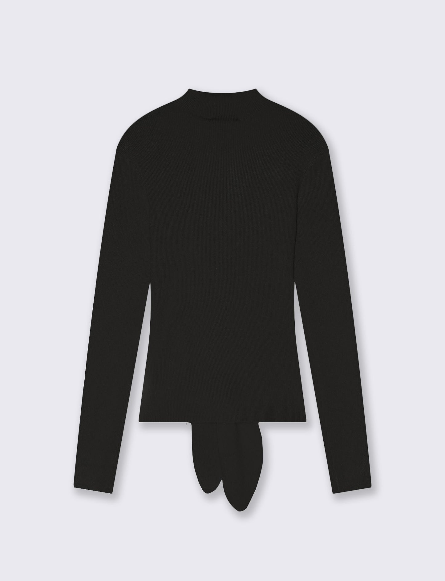 High neck sweater with waist knot - Black