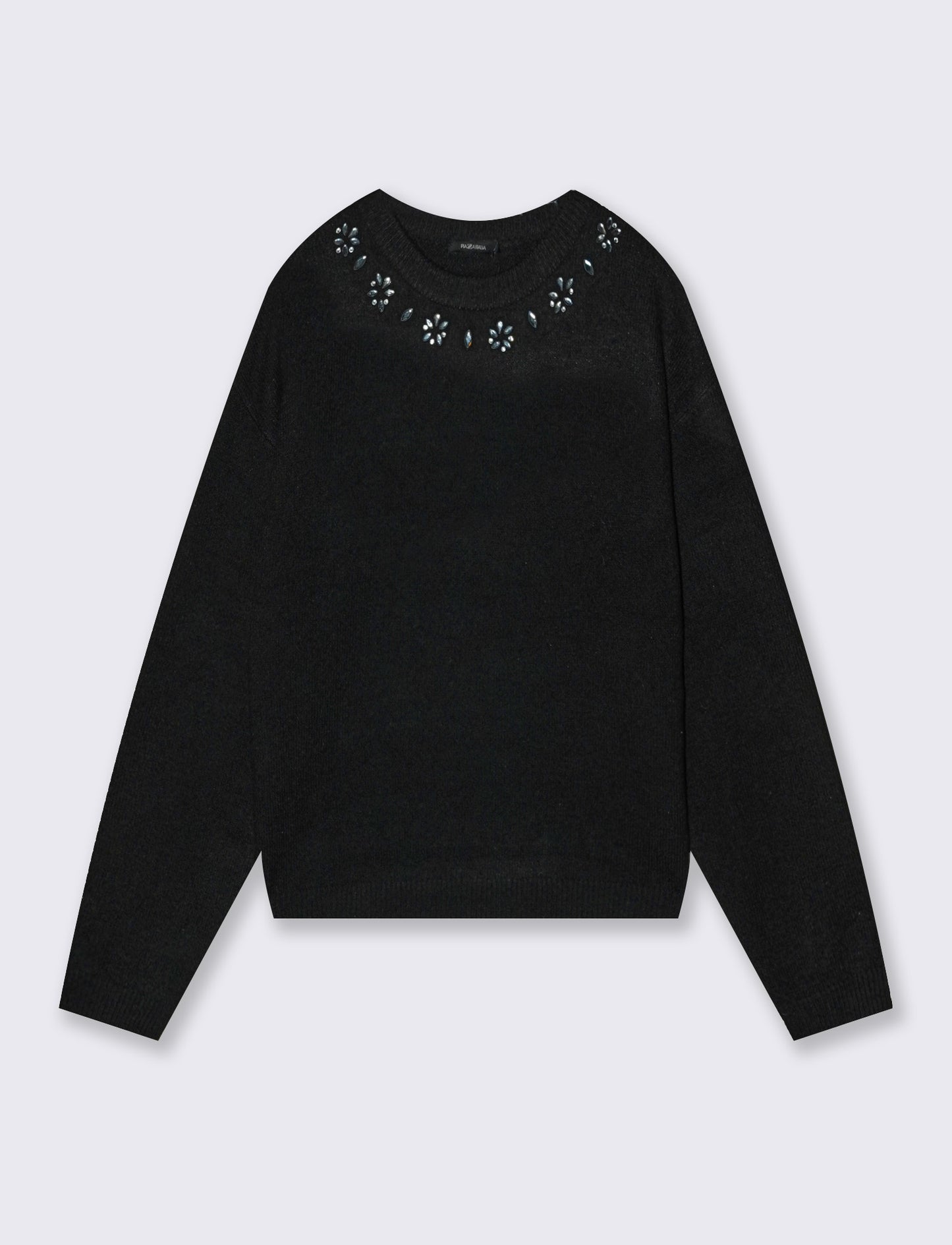 Crew neck pullover with appliqués - Black