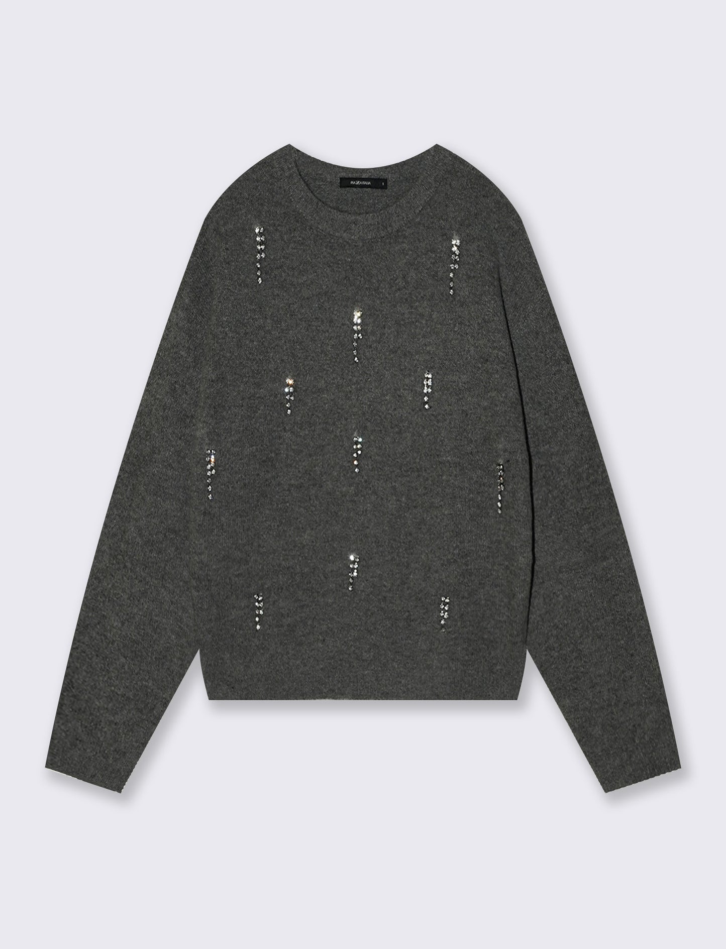 Pullover girocollo con applicazioni - Grigio mel.