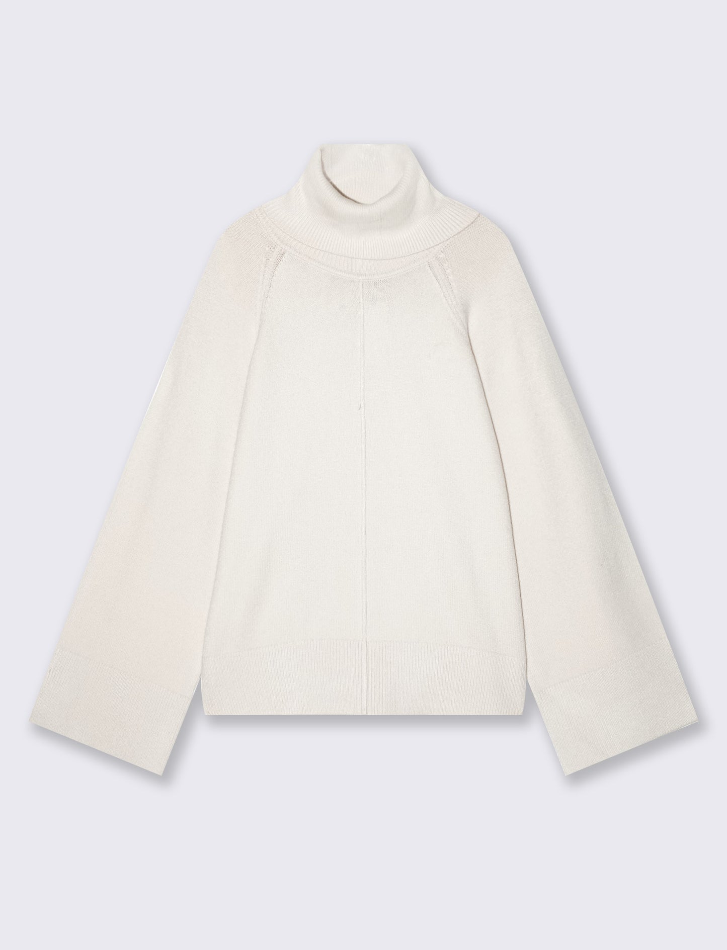 Pullover collo alto in punto milano ampio - Avorio