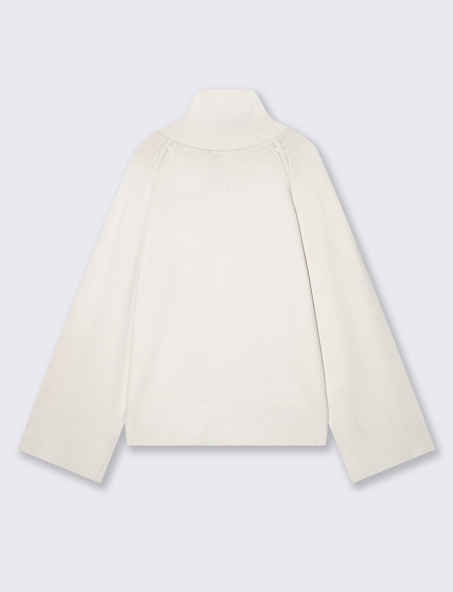 Pullover collo alto in punto milano ampio - Avorio
